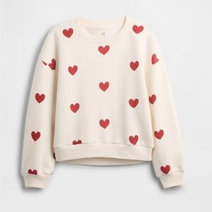 NWT GAP Kids Heart Patterned Cream Sweatshirt size 12